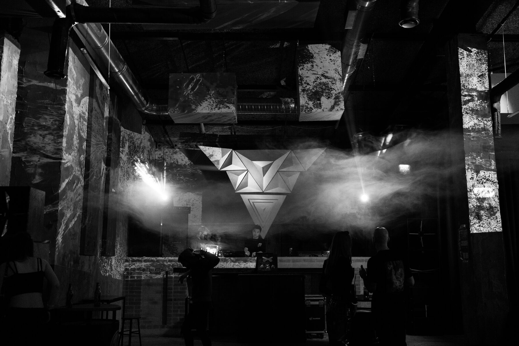 Euphoria venue prepared with projections, stage lights and smoke